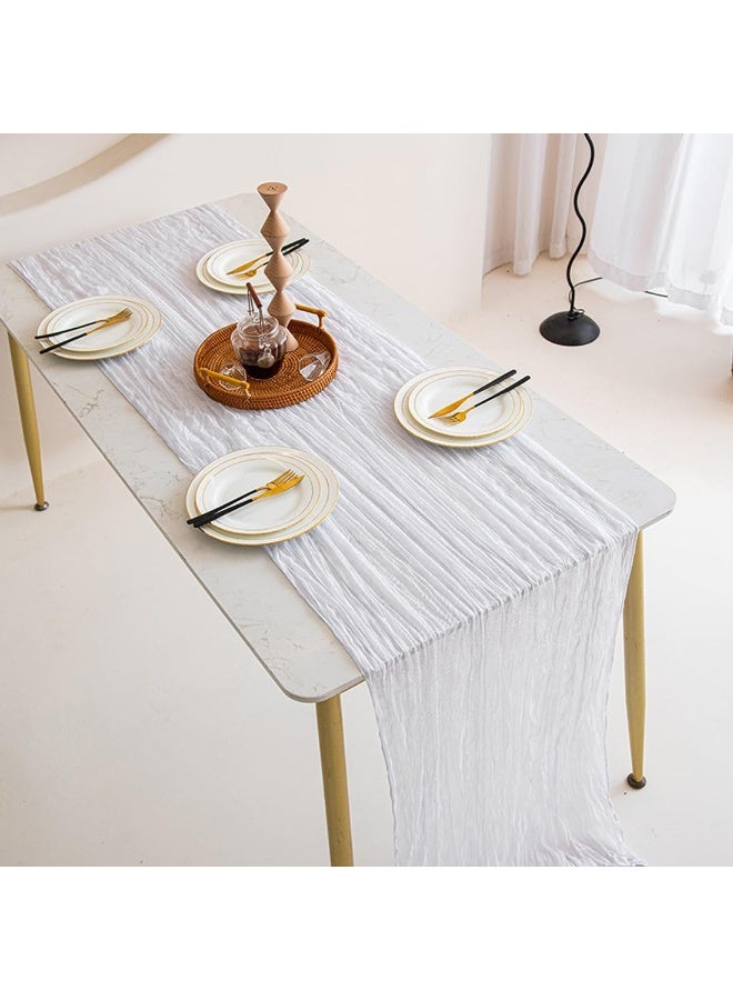 LODROC Table Runner, 90 x 400 cm, Gauze Table Runner, Long Boho Rustic Cheese Cloth Table Runners for Table Decoration, Communion, Birthday Party, Wedding Table Decorations - Image 5